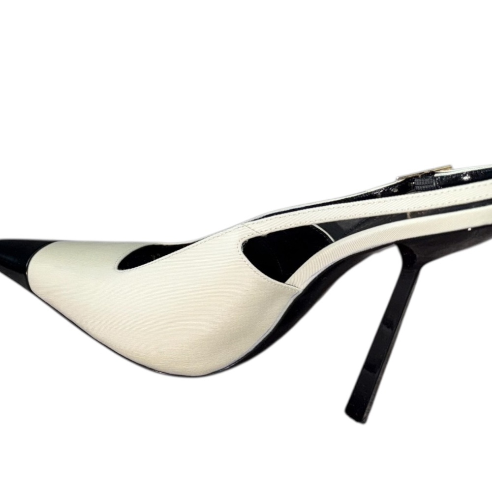 New Saint Laurent Ines Slingback Pumps In Satin Brand New Vintage - Picture 7 of 11